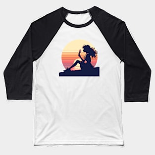 Sunset Dreams Ice Cream - Silhouette Art Baseball T-Shirt